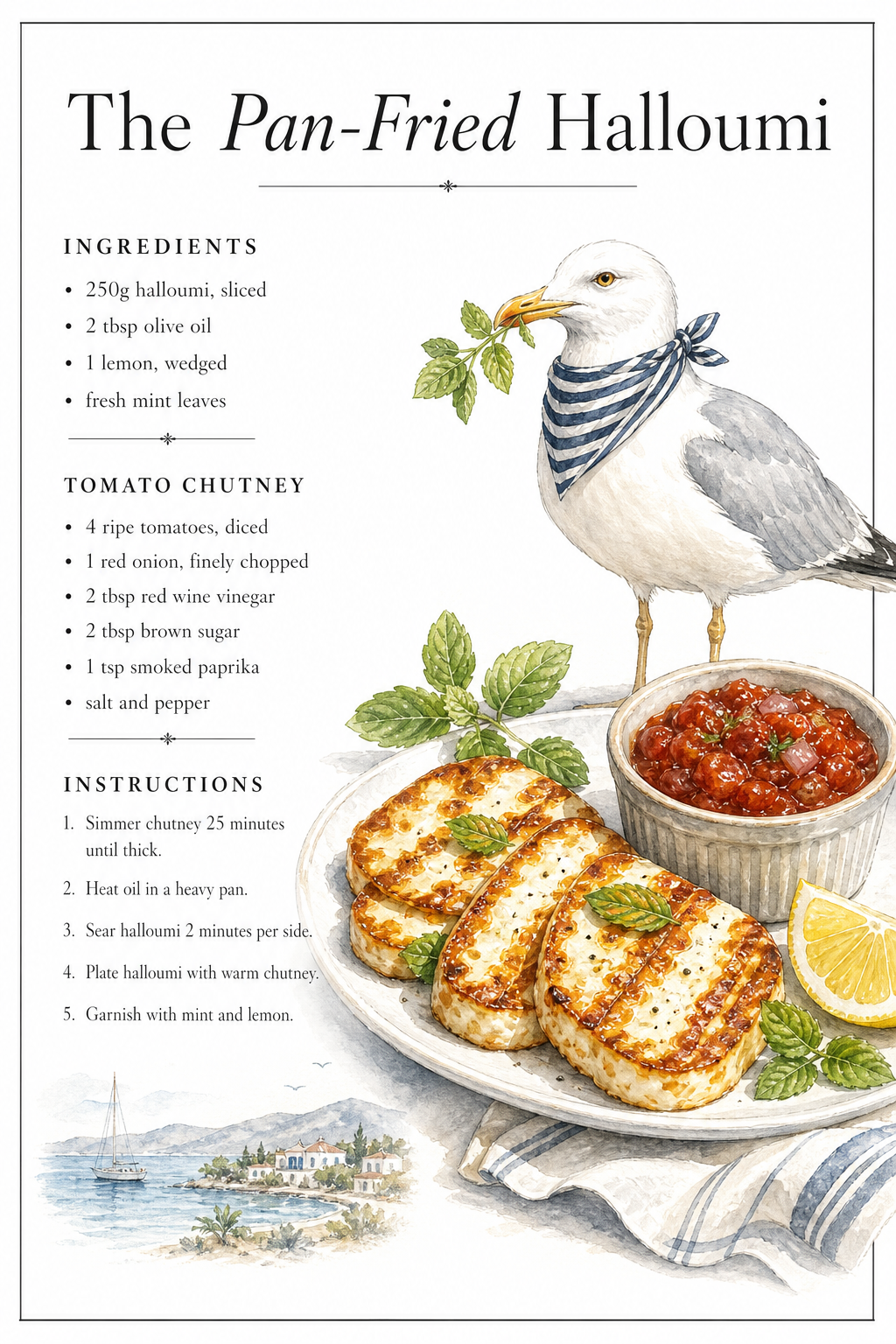 Pan-fried halloumi with tomato chutney recipe