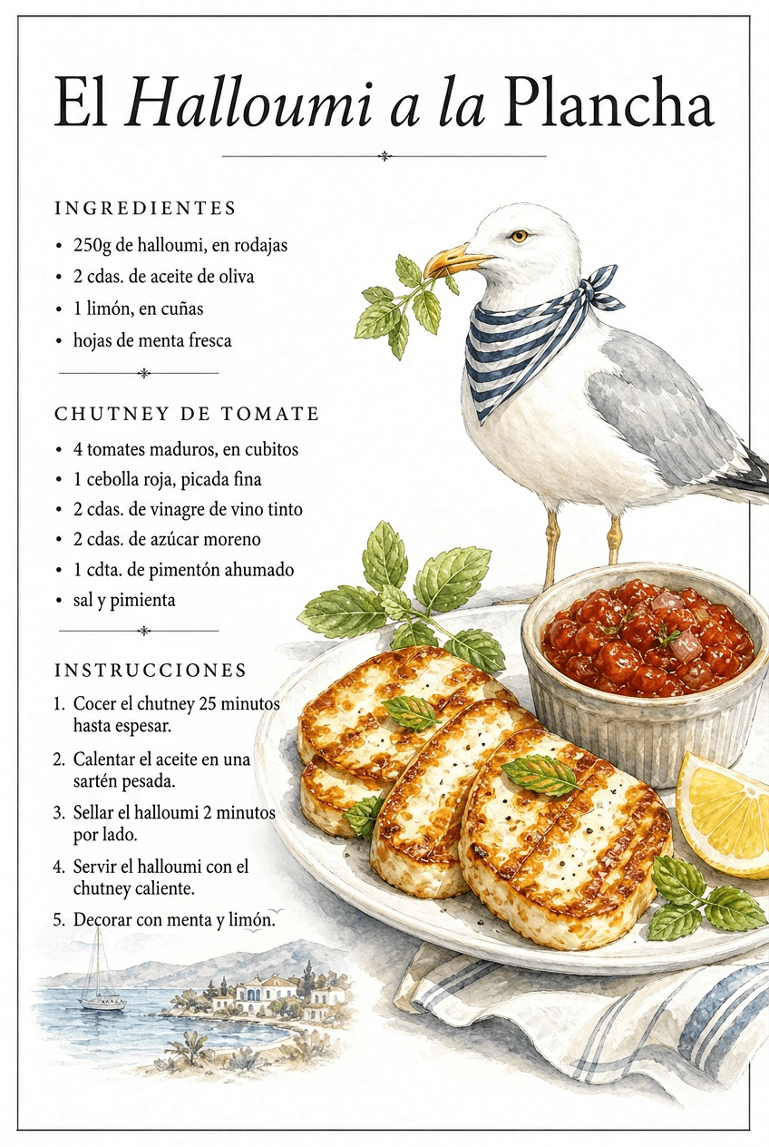 Receta de halloumi a la plancha con chutney de tomate